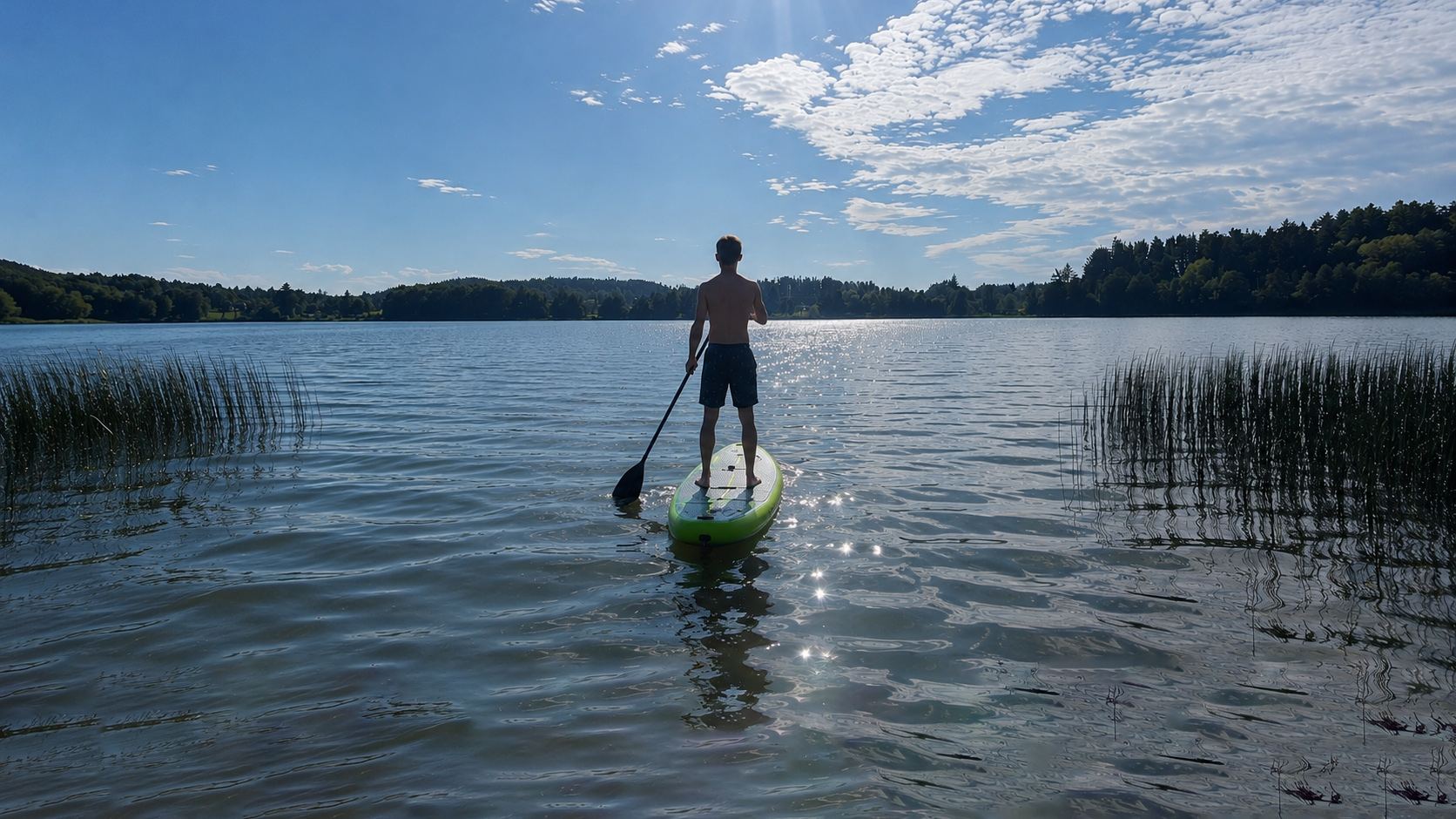 Poranek na kaszubskim jeziorze — SUP na spokojnej wodzie
